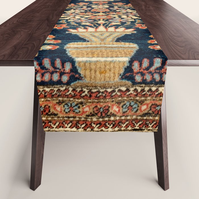 Kashan Poshti  Antique Central Persian Rug Print Table Runner Gallery Image 1