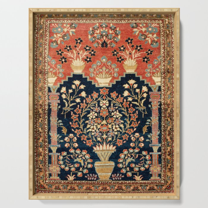 Kashan Poshti  Antique Central Persian Rug Print Serving Tray Gallery Image 1