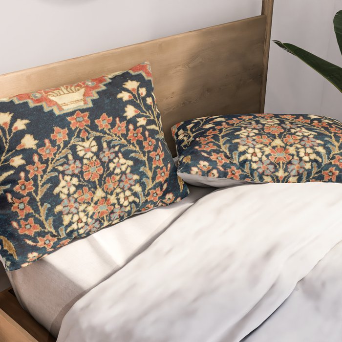 Kashan Poshti  Antique Central Persian Rug Print Pillow Sham Gallery Image 2