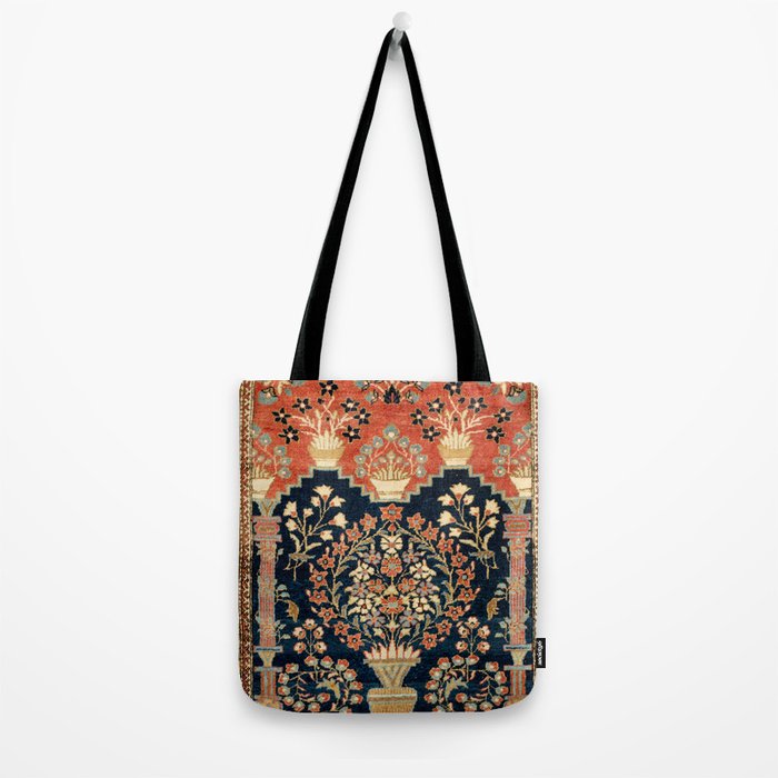 Kashan Poshti  Antique Central Persian Rug Print Tote Bag Gallery Image 2