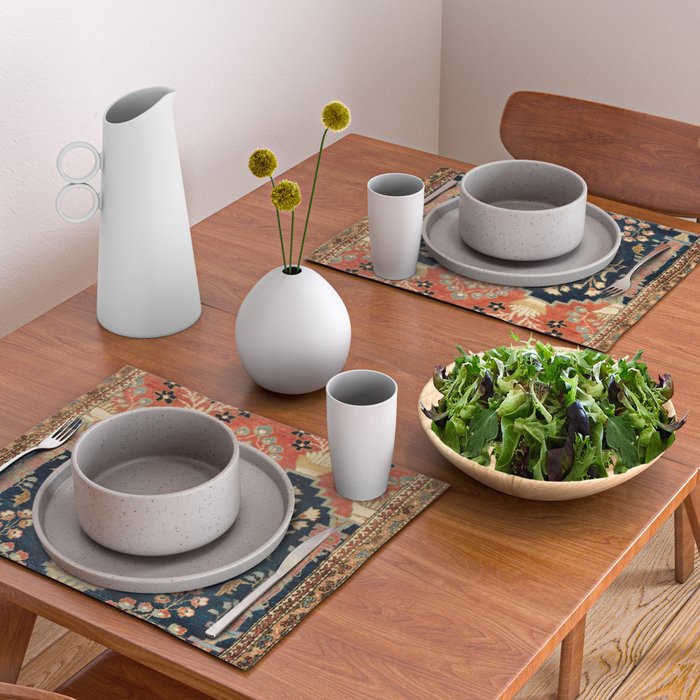 Kashan Poshti  Antique Central Persian Rug Print Placemat Gallery Image 2