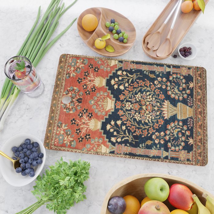 Kashan Poshti  Antique Central Persian Rug Print Cutting Board Gallery Image 2