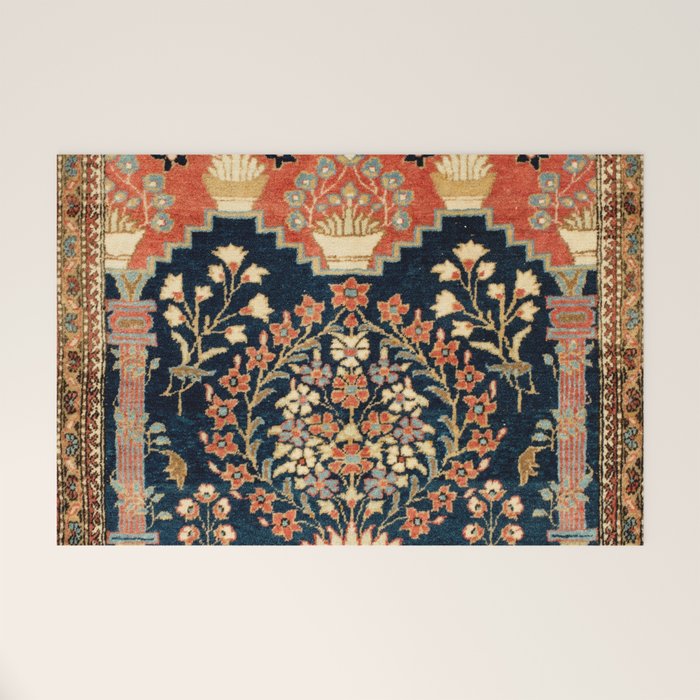 Kashan Poshti  Antique Central Persian Rug Print Welcome Mat Gallery Image 1