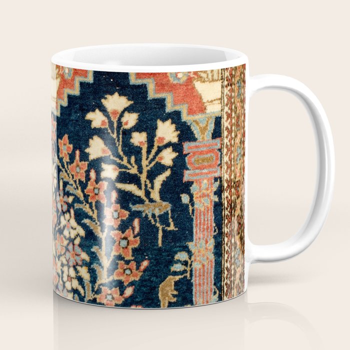 Kashan Poshti  Antique Central Persian Rug Print Coffee Mug Gallery Image 1