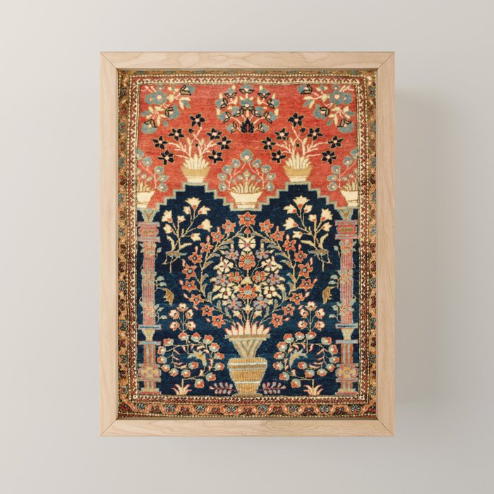 Kashan Poshti  Antique Central Persian Rug Print Mini Art Print Gallery Image 1