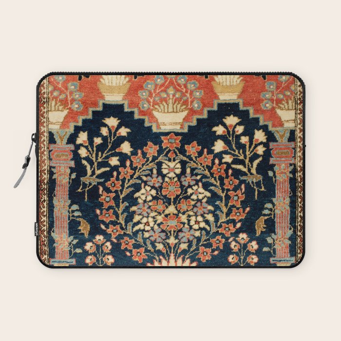 Kashan Poshti  Antique Central Persian Rug Print Laptop Sleeve Gallery Image 1