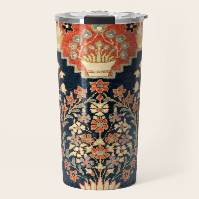 Kashan Poshti  Antique Central Persian Rug Print Travel Mug Gallery Image 1
