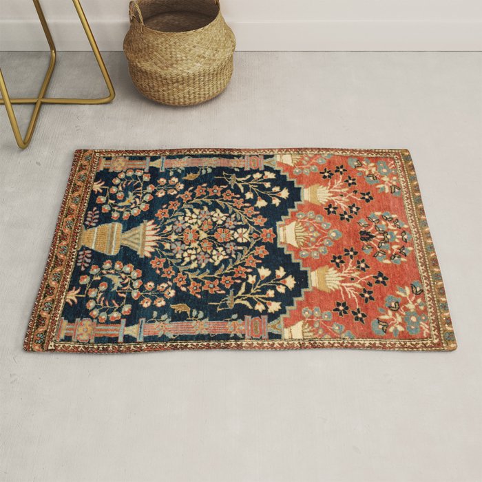 Kashan Poshti  Antique Central Persian Rug Print Rug Gallery Image 1