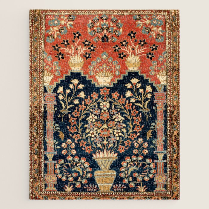 Kashan Poshti  Antique Central Persian Rug Print Jigsaw Puzzle Gallery Image 1