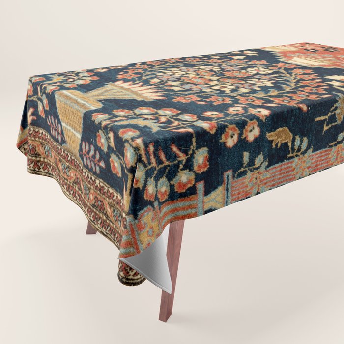 Kashan Poshti  Antique Central Persian Rug Print Tablecloth Gallery Image 1