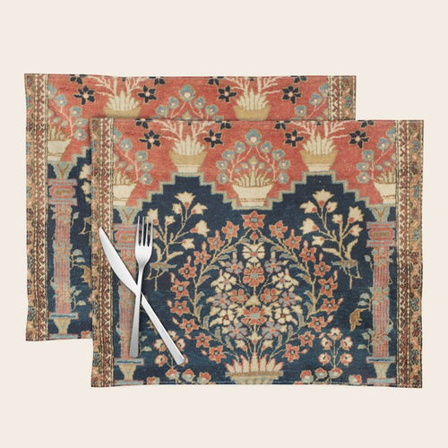 Kashan Poshti  Antique Central Persian Rug Print Placemat Gallery Image 1