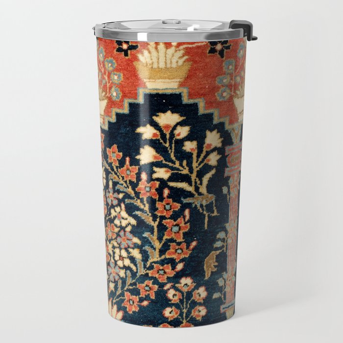 Kashan Poshti  Antique Central Persian Rug Print Travel Mug Gallery Image 2