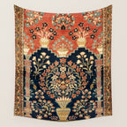 Kashan Poshti  Antique Central Persian Rug Print Wall Tapestry Gallery Image 4