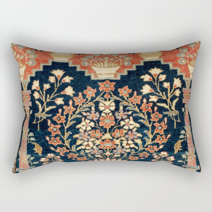 Kashan Poshti  Antique Central Persian Rug Print Rectangular Pillow Gallery Image 2