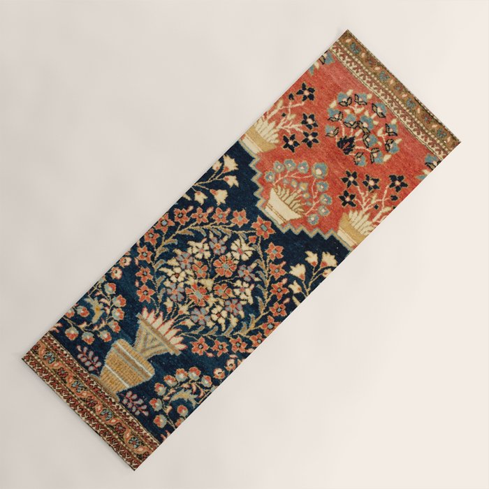 Kashan Poshti  Antique Central Persian Rug Print Yoga Mat Gallery Image 1