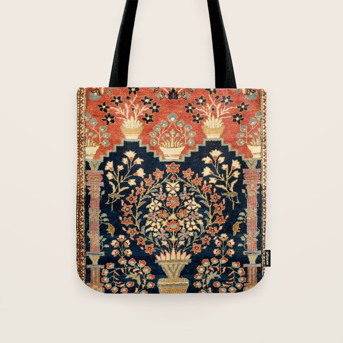 Kashan Poshti  Antique Central Persian Rug Print Tote Bag Gallery Image 1