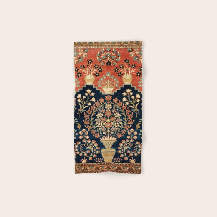 Kashan Poshti  Antique Central Persian Rug Print Bath Towel Gallery Image 1