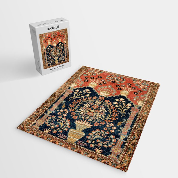 Kashan Poshti  Antique Central Persian Rug Print Jigsaw Puzzle Gallery Image 2