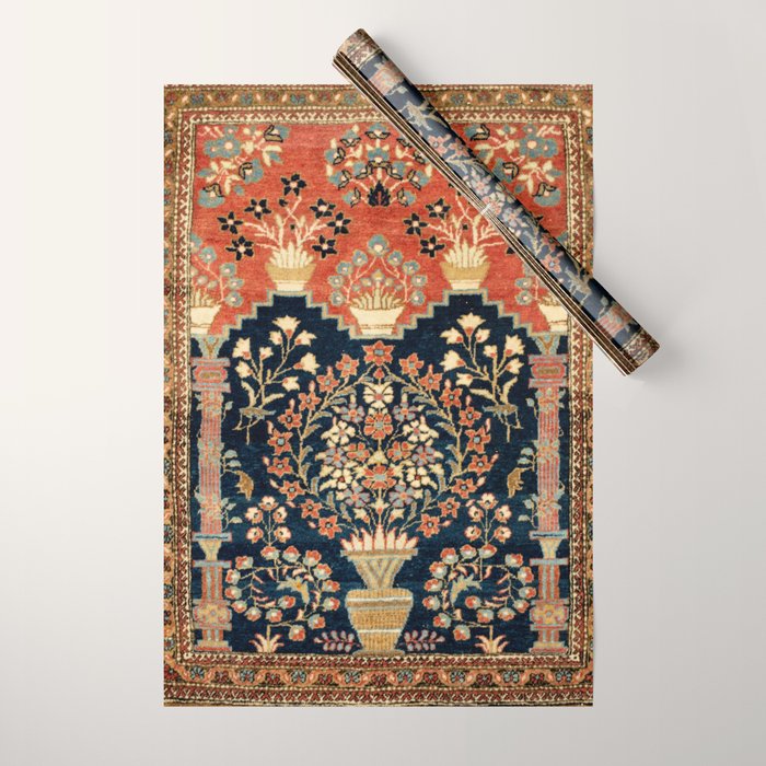 Kashan Poshti  Antique Central Persian Rug Print Wrapping Paper Gallery Image 1