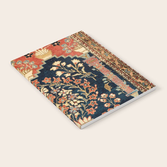 Kashan Poshti  Antique Central Persian Rug Print Notebook Gallery Image 1