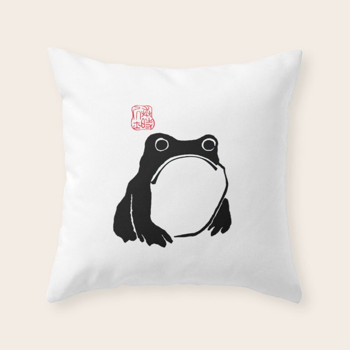 Unimpressed Frog Japanese Woodblock Matsumoto Hoji  Throw Pillow Gallery Image 6