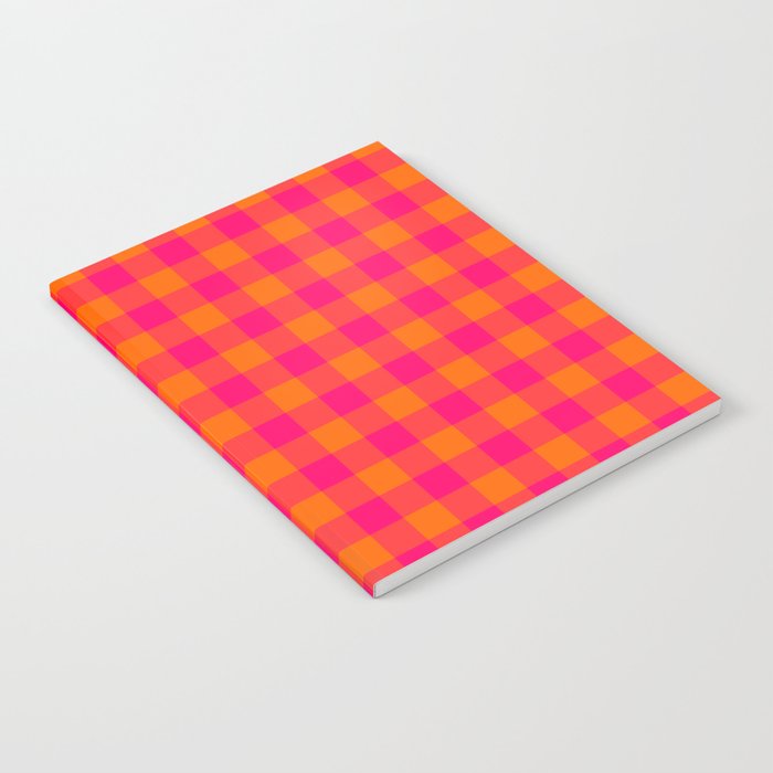 Modern Bright Pink and Orange Gingham Notebook Gallery Image 2