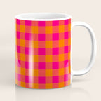 Modern Bright Pink and Orange Gingham Coffee Mug Gallery Image 1