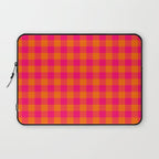 Modern Bright Pink and Orange Gingham Laptop Sleeve Gallery Image 1