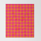 Modern Bright Pink and Orange Gingham Throw Blanket Gallery Image 2