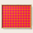 Modern Bright Pink and Orange Gingham Serving Tray Gallery Image 1