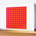 Modern Bright Pink and Orange Gingham Wall Mural Gallery Image 2