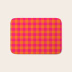 Modern Bright Pink and Orange Gingham Bath Mat Gallery Image 1
