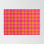 Modern Bright Pink and Orange Gingham Rug Gallery Image 2