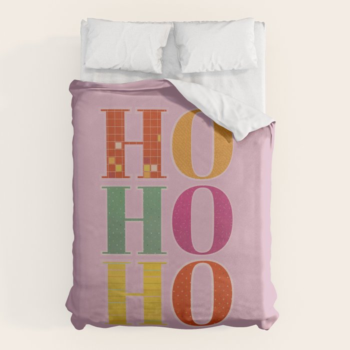 HO HO HO Festive Letters Duvet Cover Gallery Image 1