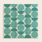 Mid Century Modern Geometric Shapes Aqua Blue Wood Wall Art Gallery Image 1