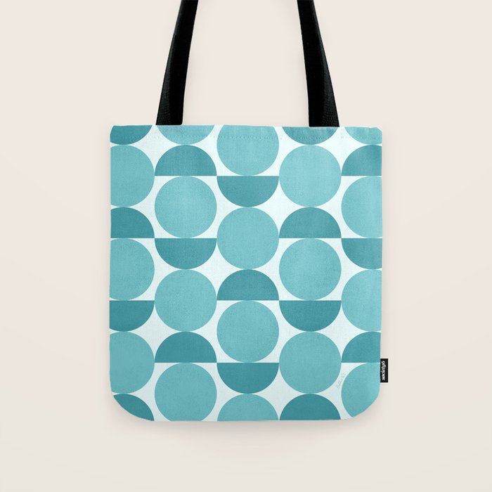 Mid Century Modern Geometric Shapes Aqua Blue Tote Bag Gallery Image 1