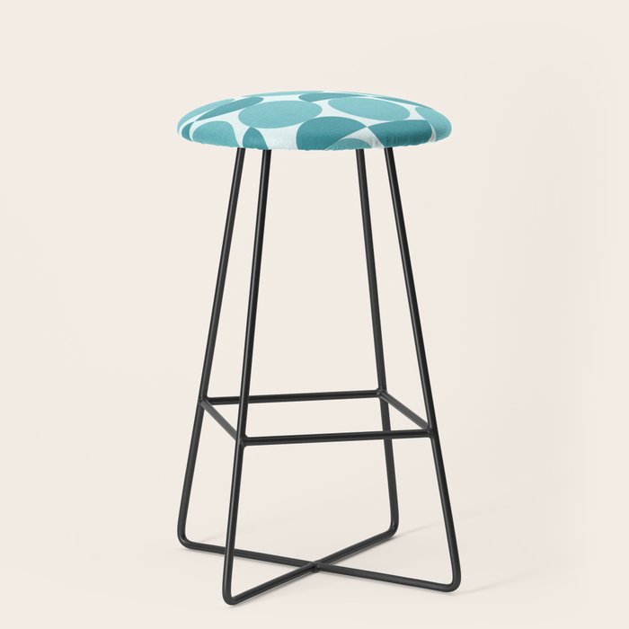 Mid Century Modern Geometric Shapes Aqua Blue Stool Gallery Image 1