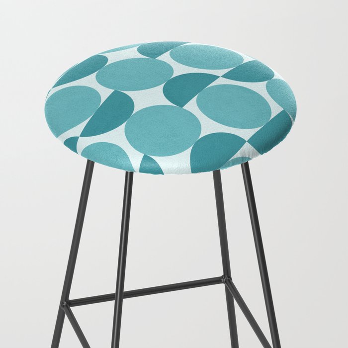 Mid Century Modern Geometric Shapes Aqua Blue Stool Gallery Image 2