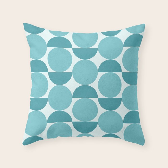 Mid Century Modern Geometric Shapes Aqua Blue Throw Pillow Gallery Image 6