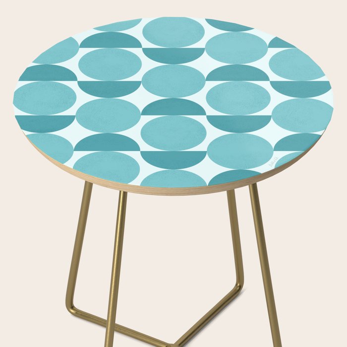 Mid Century Modern Geometric Shapes Aqua Blue Side Table Gallery Image 2