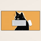Minimalist Black Cat 3 Desk Mat Gallery Image 1