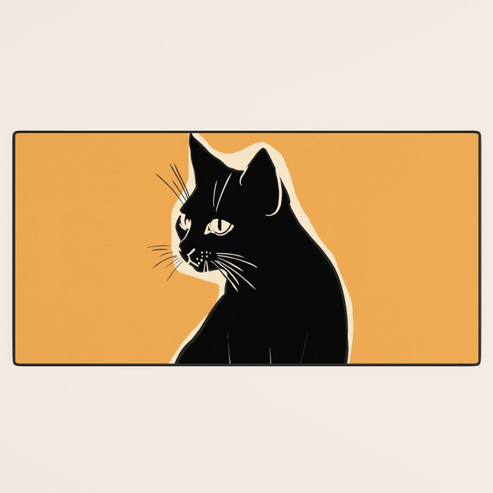 Minimalist Black Cat 3 Desk Mat Gallery Image 3