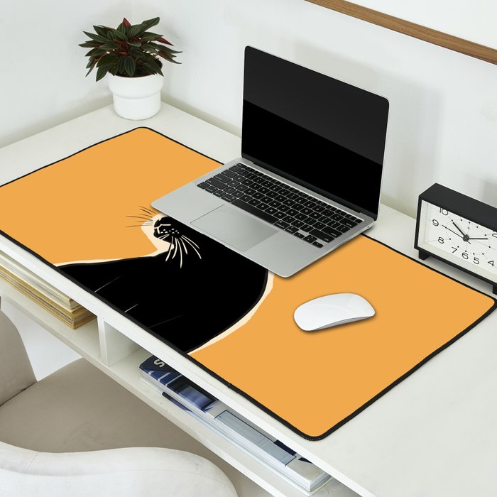 Minimalist Black Cat 3 Desk Mat Gallery Image 2