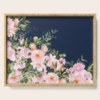 Boho, Floral Watercolor, Roses, Navy Blue and Pink Serving Tray Gallery Image 1