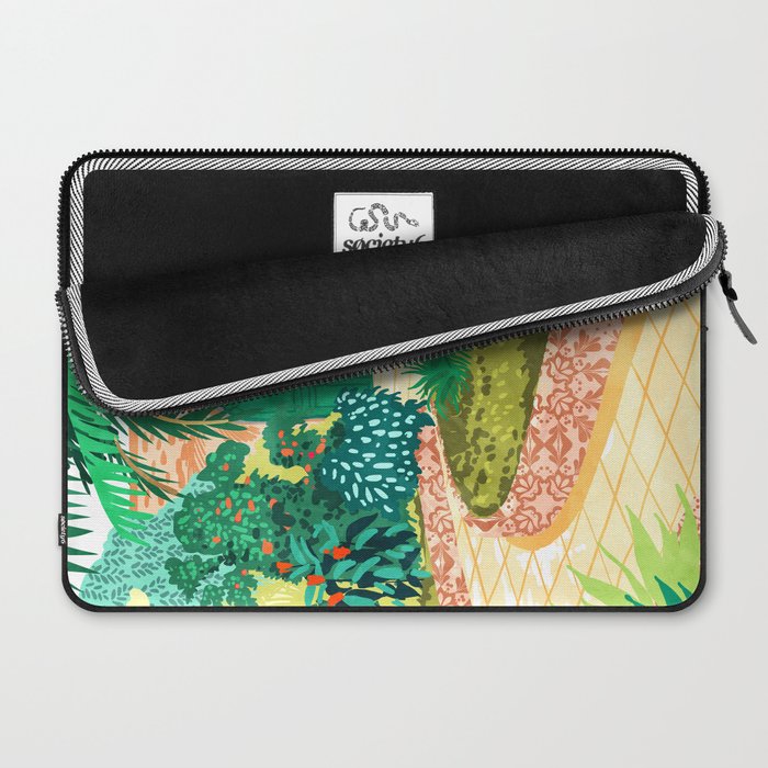 The House With The Green Door, Nature Architecture Painting, Places Stay At Home Tropical Villa Laptop Sleeve Gallery Image 2