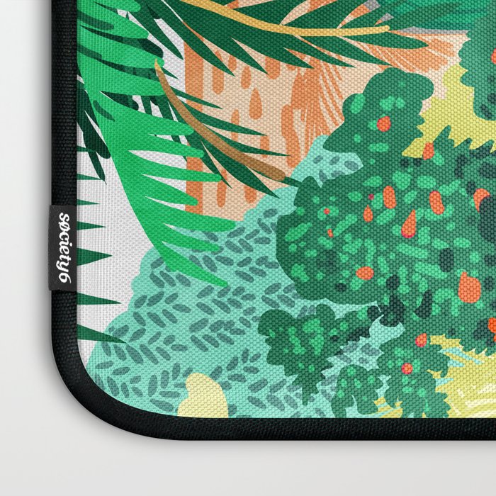 The House With The Green Door, Nature Architecture Painting, Places Stay At Home Tropical Villa Laptop Sleeve Gallery Image 3