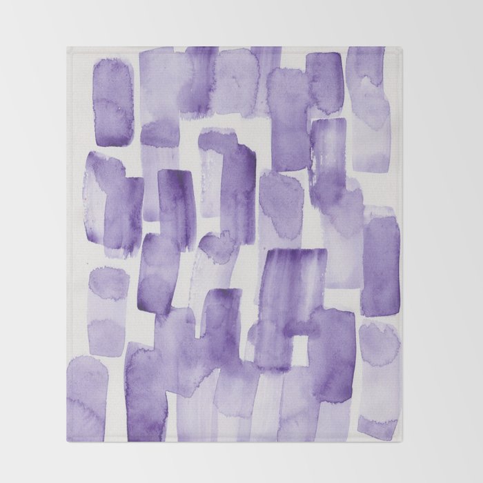 Purple Watercolour Patterns | 190129 Abstract Art Watercolour Throw Blanket Gallery Image 2