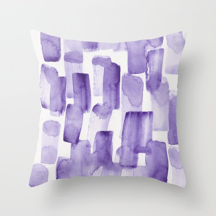 Purple Watercolour Patterns | 190129 Abstract Art Watercolour Throw Pillow Gallery Image 6
