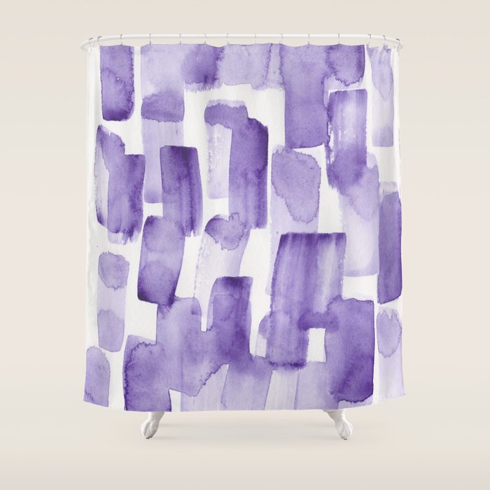 Purple Watercolour Patterns | 190129 Abstract Art Watercolour Shower Curtain Gallery Image 1
