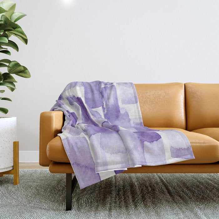 Purple Watercolour Patterns | 190129 Abstract Art Watercolour Throw Blanket Gallery Image 1